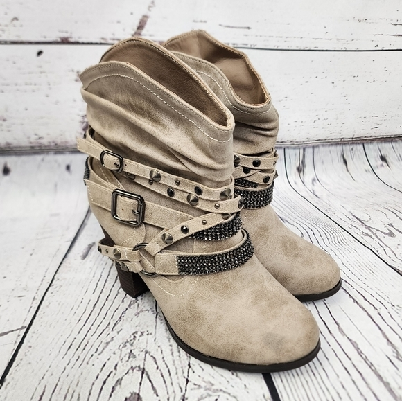Dominique Nicole Shoes - Dominique‎ Nicole Charleston Slouch Strappy Studded Booties